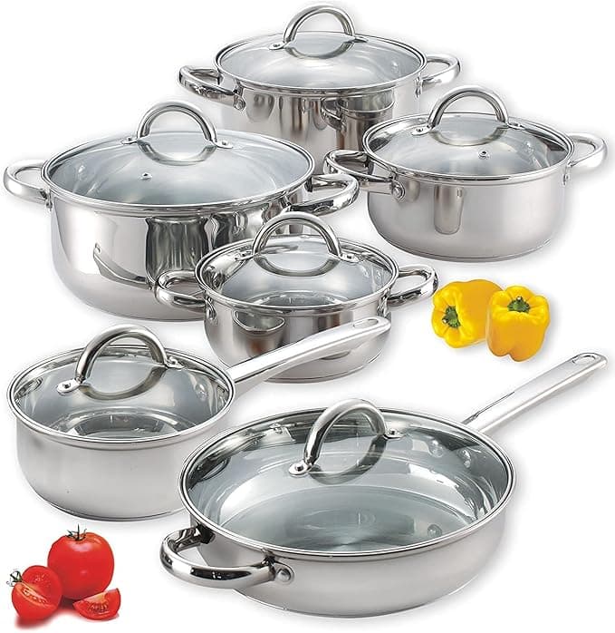 Stainless Steel Cookware Set, 12-Piece